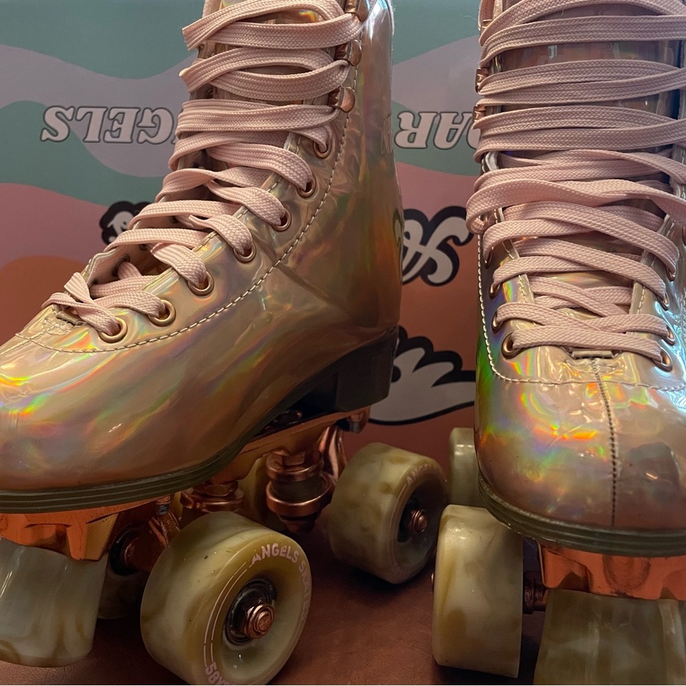 ✨ ANGELS Rose Iridescent Girls Roller Skates - Size US 1 - Like New! ✨
